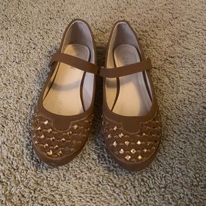 Girls Brown Studded flats Link size 4